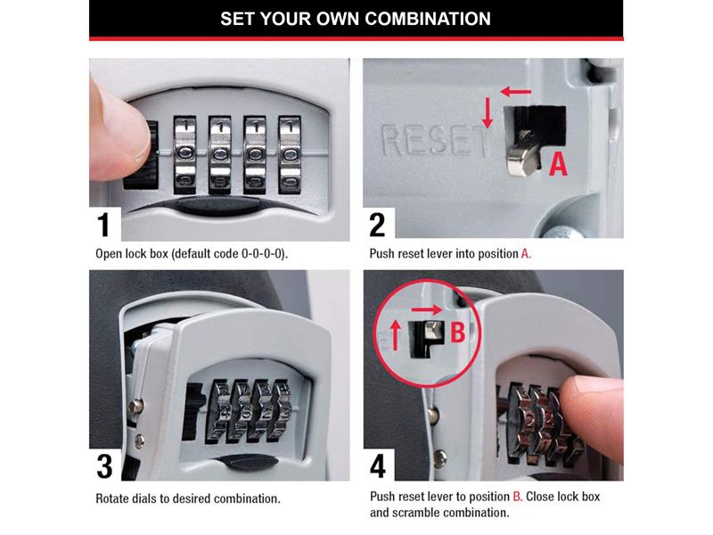 Master Lock 5400E Portable Shackled Combination Key Lock Box (Up To 3 Keys) MLK5400E