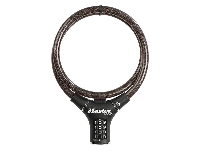 Master Lock Black Steel Rigid Combination Cable 0.9m x 12mm MLK8229E