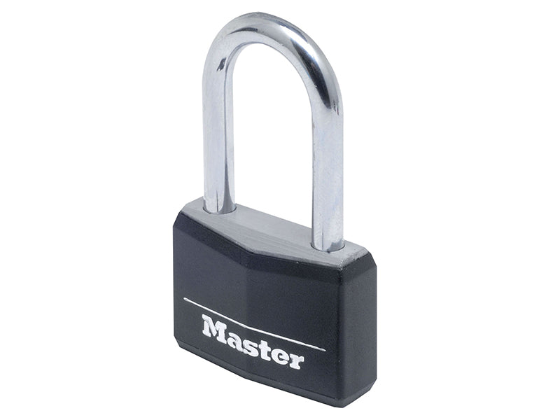 Master Lock Aluminium Black Vinyl Cover 40mm Padlock 4-Pin - 38mm Shackle MLK9140BLKLF