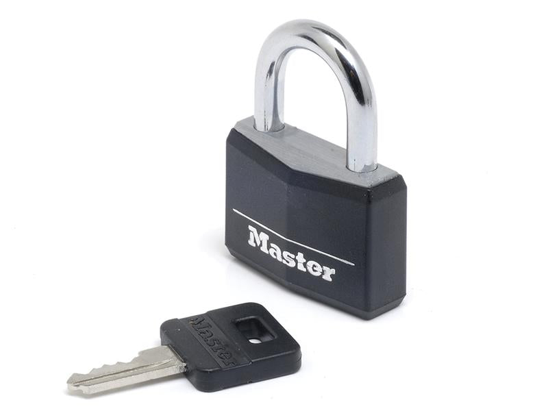 Master Lock Aluminium Black Vinyl Cover 40mm Padlock 4-Pin MLK9140BLK