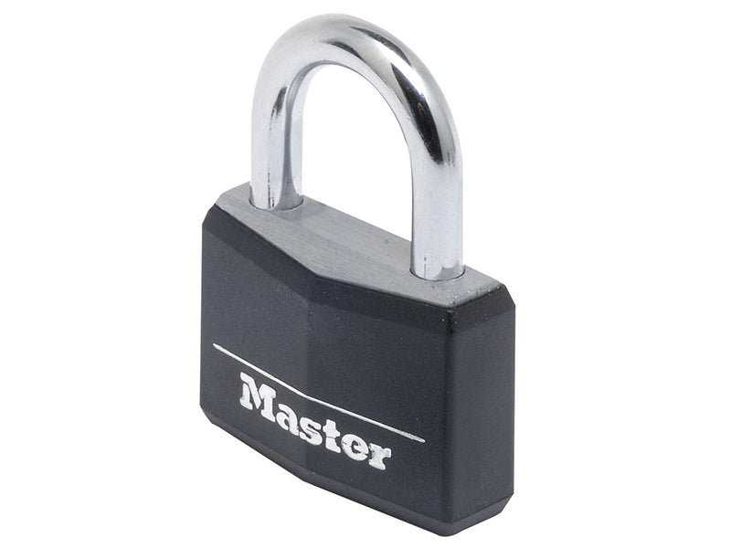Master Lock Aluminium Black Vinyl Cover 50mm Padlock 4-Pin MLK9150BLK