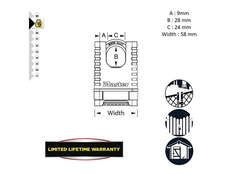 Master Lock Excell™ Closed Shackle Brass Combination 58mm Padlock MLKM1177ECC