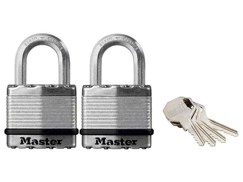 Master Lock Excell™ Laminated Steel 45mm Padlock - 24mm Shackle - Keyed Alike x 2 MLKM1T