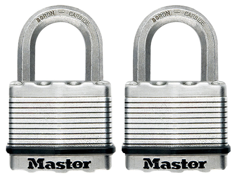 Master Lock Excell™ Laminated Steel 50mm Padlock - 25mm Shackle - Keyed Alike x 2 MLKM5T