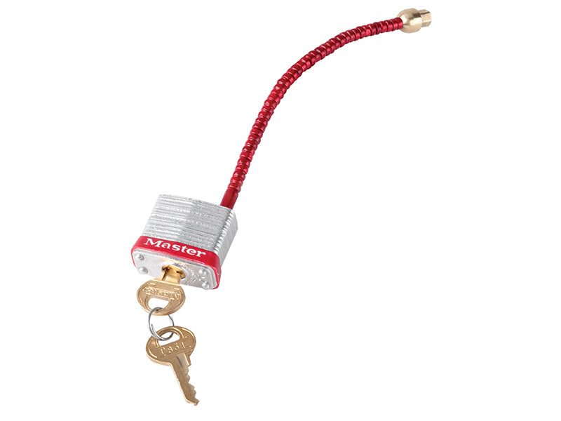 Master Lock Lockout Padlock with Flexible Braided Steel Cable Shackle MLKS7C5RED