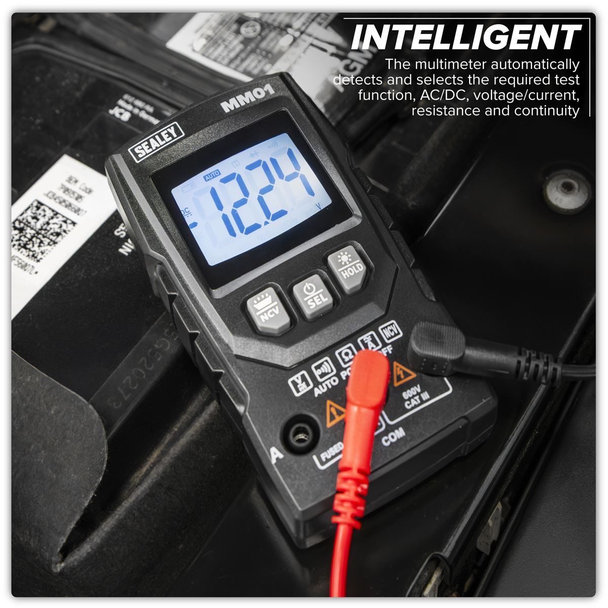 Sealey Auto-Ranging Digital Multimeter 6 Function Data Hold Auto Power Off MM01