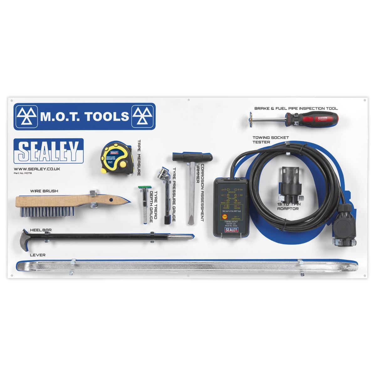 Sealey MOT Tool Board with Tools MOTBKIT