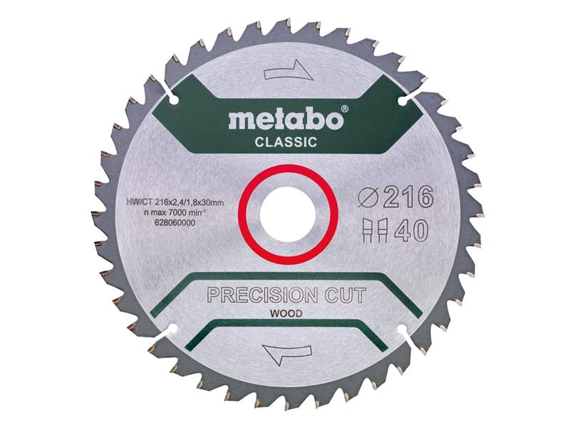 Metabo Precision Cut Wood Circular Saw Blade 216 x 30mm x 40T MPT628060