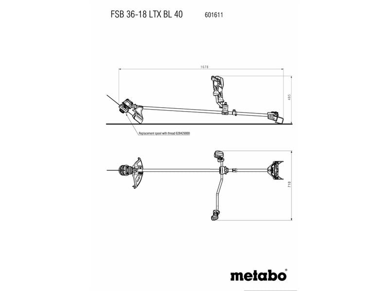 Metabo LTX BL 40 Bike Handle Line Trimmer 36V Bare Unit MPTFSB3618LT
