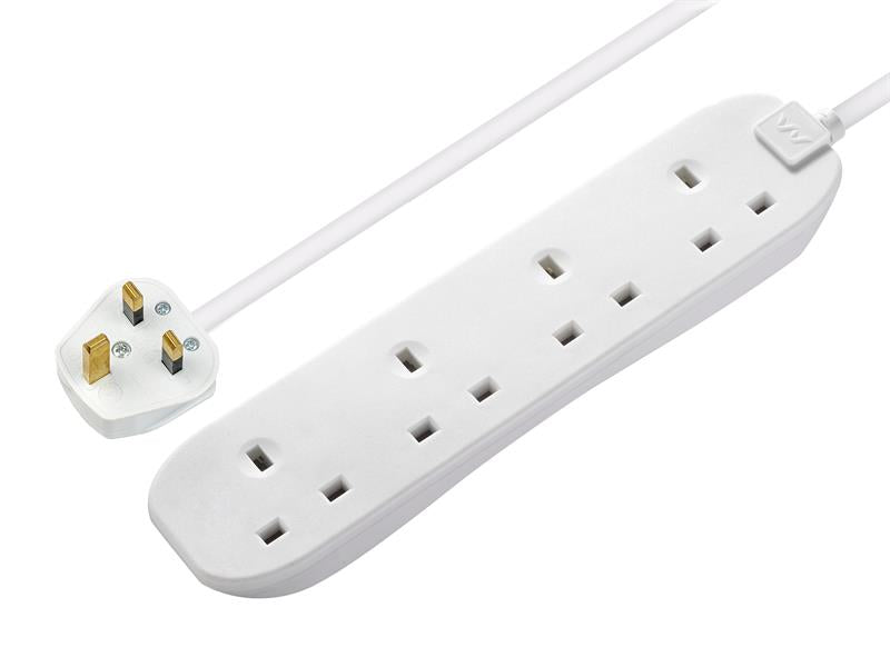 Masterplug Extension Lead 240V 4-Gang 13A White 2m MSTBFG210
