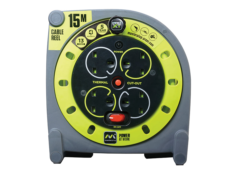 Masterplug PRO-XT Case Cable Reel 240V 13A 4-Socket 15m MSTHMU15134