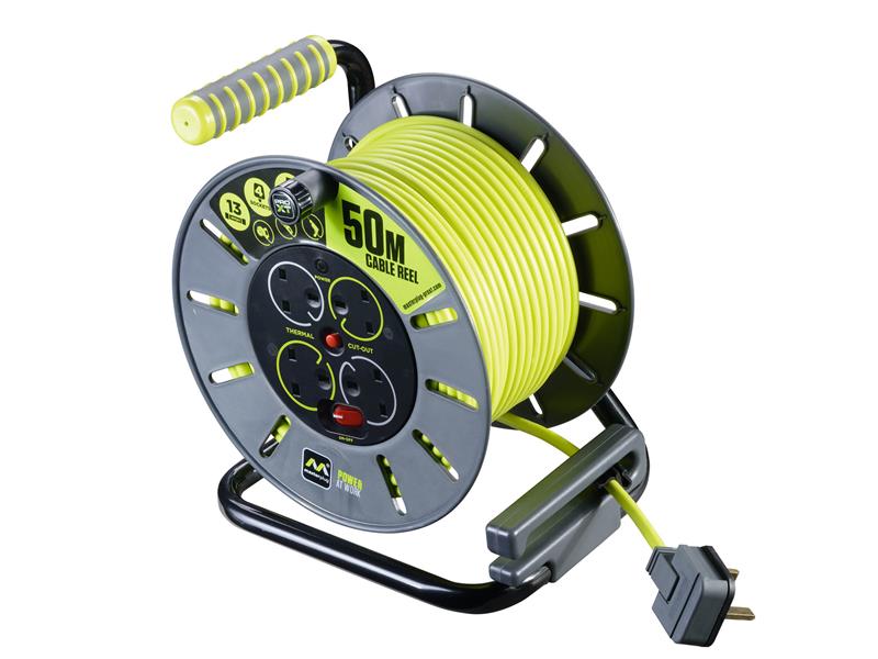 Masterplug PRO-XT Open Cable Reel 240V 13A 4-Socket 50m MSTOLU50134