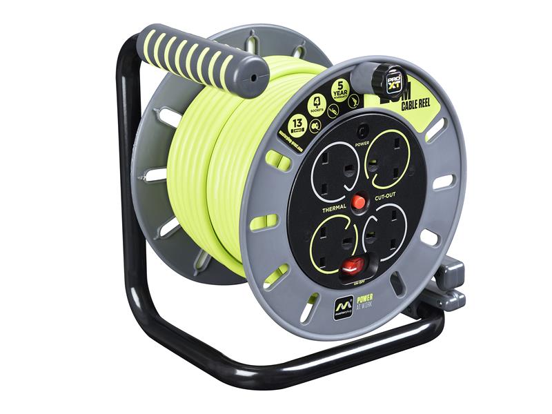 Masterplug PRO-XT Open Cable Reel 240V 13A 4-Socket 25m MSTOMU25134