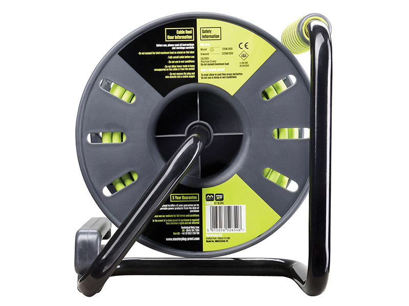 Masterplug PRO-XT Open Cable Reel 240V 13A 4-Socket 25m MSTOMU25134