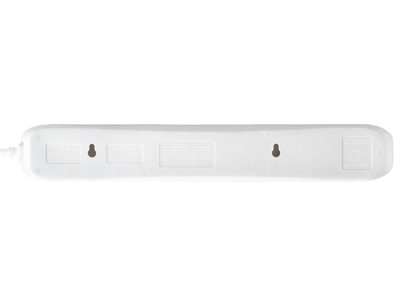 Masterplug Extension Lead 240V 6-Gang 13A White Surge Protected 2m MSTSRG6210
