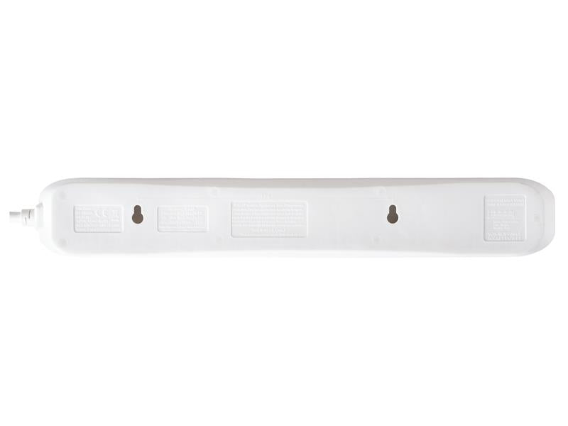 Masterplug Extension Lead 240V 6-Gang 13A White Surge Protected 2m MSTSRG6210
