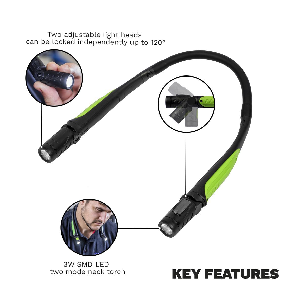 Sealey Rechargeable Neck Torch 3W SMD LED NT320LED