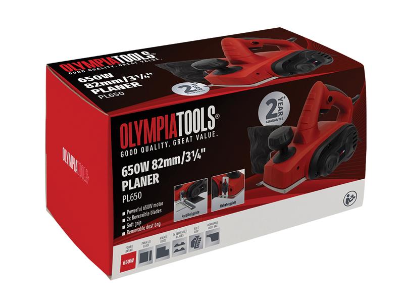 Olympia Power Tools Planer 82mm (3.1/4in) 650W 240V OLPPL650