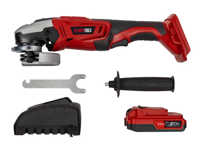 Olympia Power Tools X20S™ Angle Grinder 20V 1 x 2.0Ah Li-ion OLPX20SAG1
