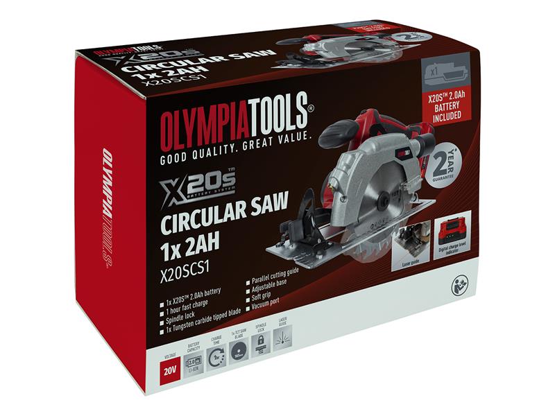 Olympia Power Tools X20S™ Circular Saw 20V 1 x 2.0Ah Li-ion OLPX20SCS1