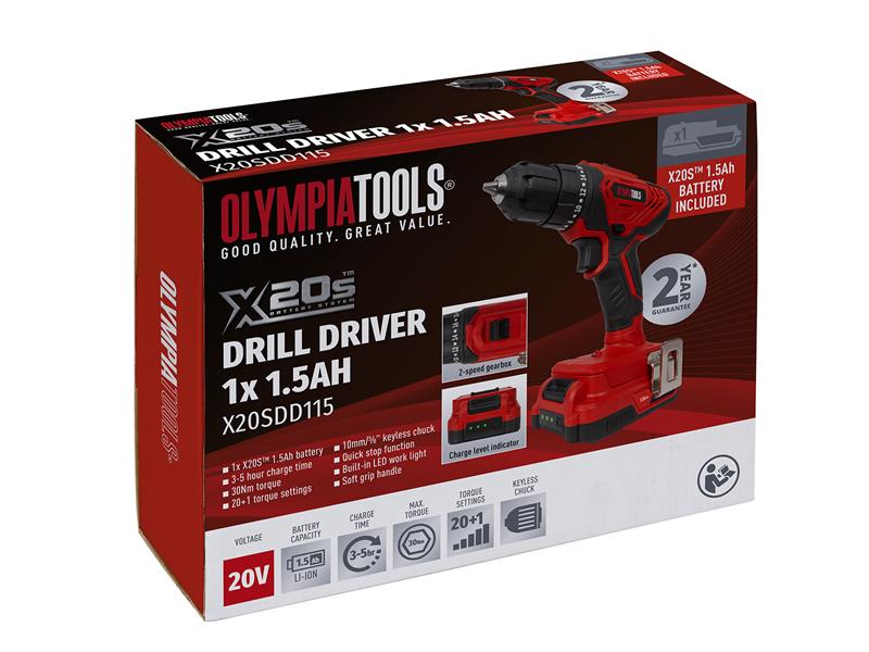 Olympia Power Tools X20S™ Drill Driver 20V 1 x 1.5Ah Li-ion OLPX20SDD115