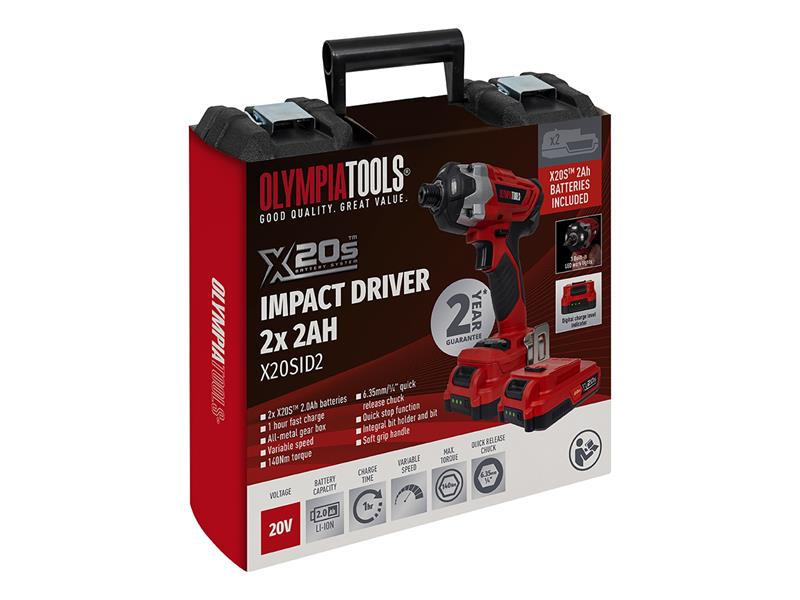 Olympia Power Tools X20S™ Impact Driver 20V 2 x 2.0Ah Li-ion OLPX20SID2