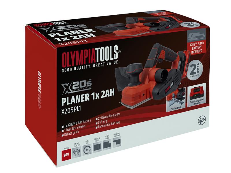 Olympia Power Tools X20S™ Planer 20V 1 x 2.0Ah Li-ion OLPX20SPL1