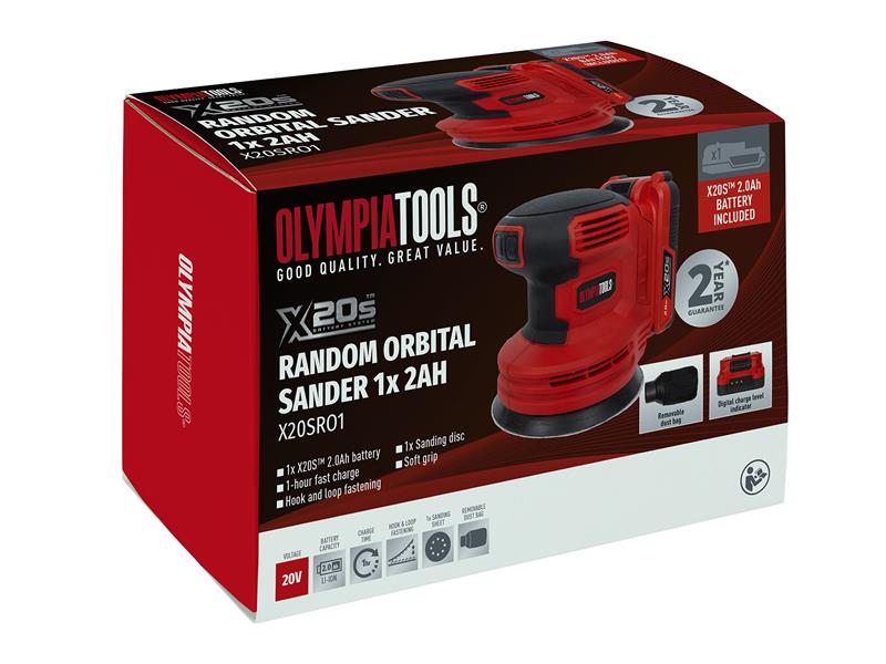 Olympia Power Tools X20S™ Random Orbital Sander 20V 1 x 2.0Ah Li-ion OLPX20SRO1