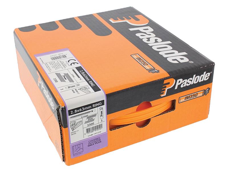 Paslode 2.8 x 63mm IM350 Ring Nails Galv-Plus® Finish Box of 3300 + 3 Fuel Cells PAS141210