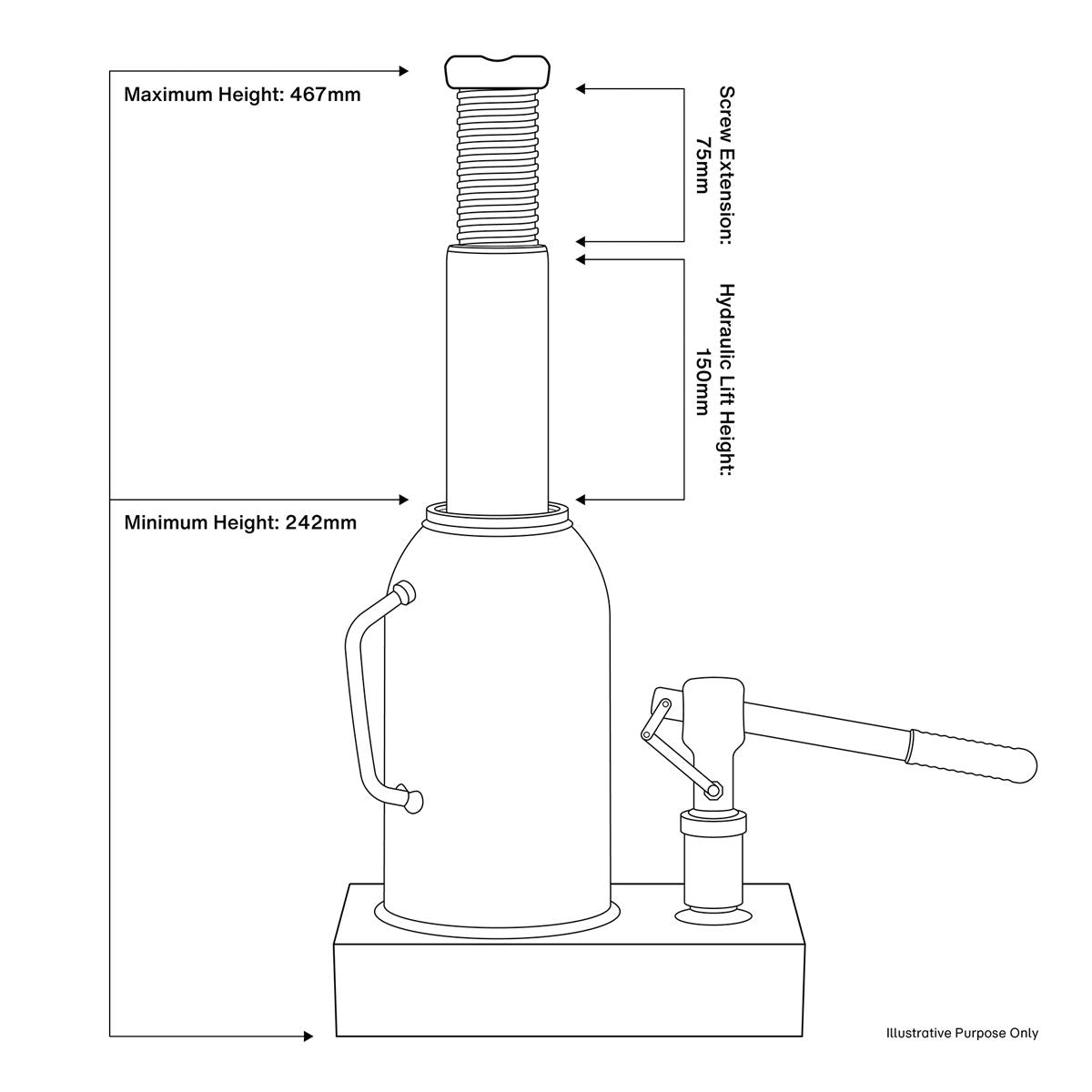 Sealey Premier Bottle Jack 30 Tonne PBJ30