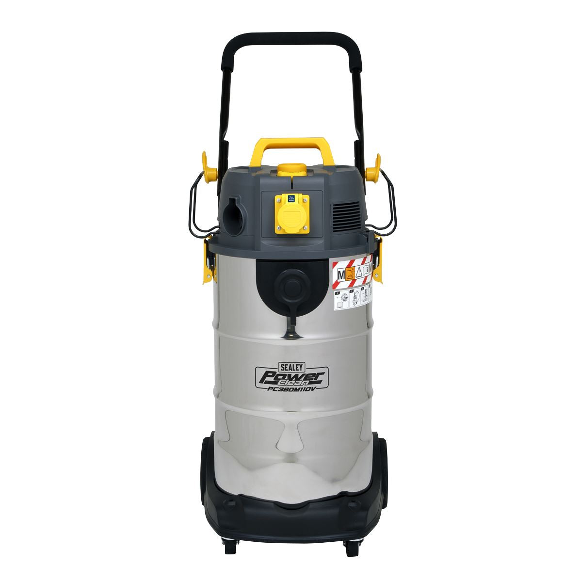 Sealey Vacuum Cleaner Industrial Dust-Free Wet/Dry 38L 1100W/110V Stainless Steel Drum M Class Filtration PC380M110V