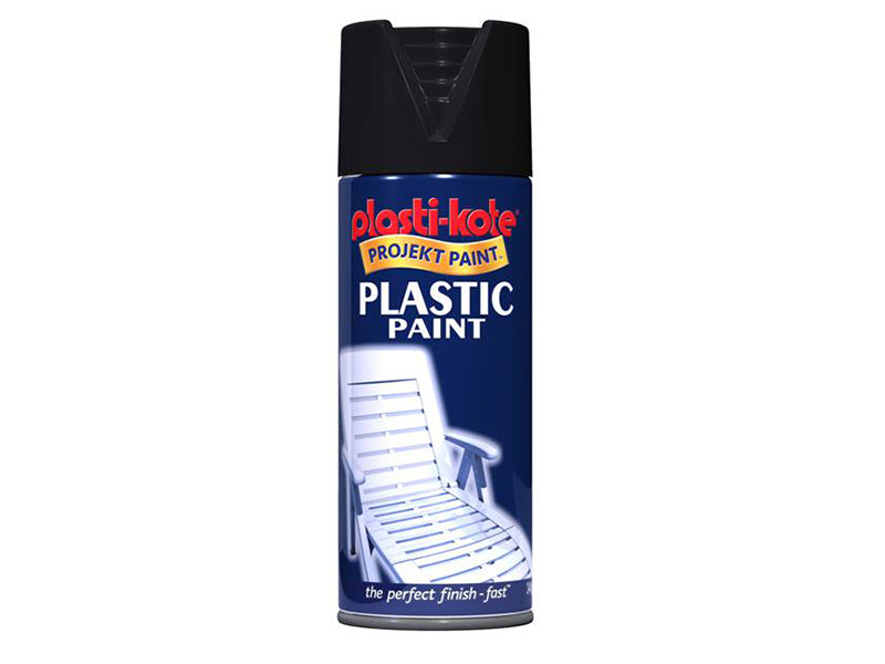 PlastiKote Plastic Paint Spray Black Gloss 400ml PKT10606
