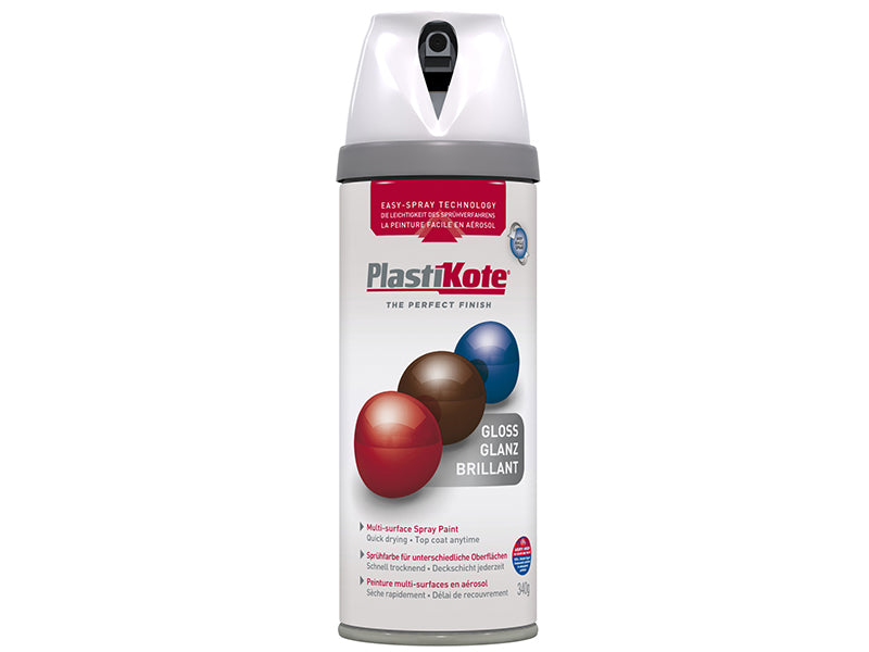 PlastiKote Twist & Spray Gloss White 400ml PKT21102