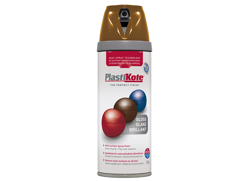 PlastiKote Twist & Spray Gloss Chestnut Brown 400ml PKT21108