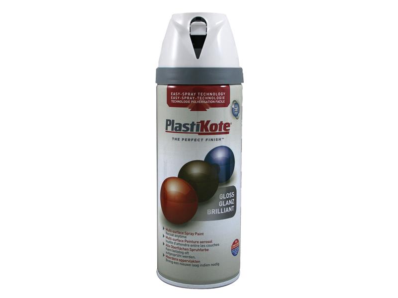 PlastiKote Twist & Spray Gloss Pure Brilliant White 400ml PKT21122