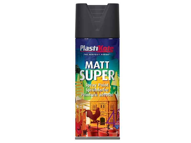 PlastiKote Matt Super Spray Black 400ml PKT3101