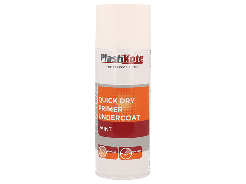 PlastiKote Trade Quick Dry Primer Spray White 400ml PKT71000