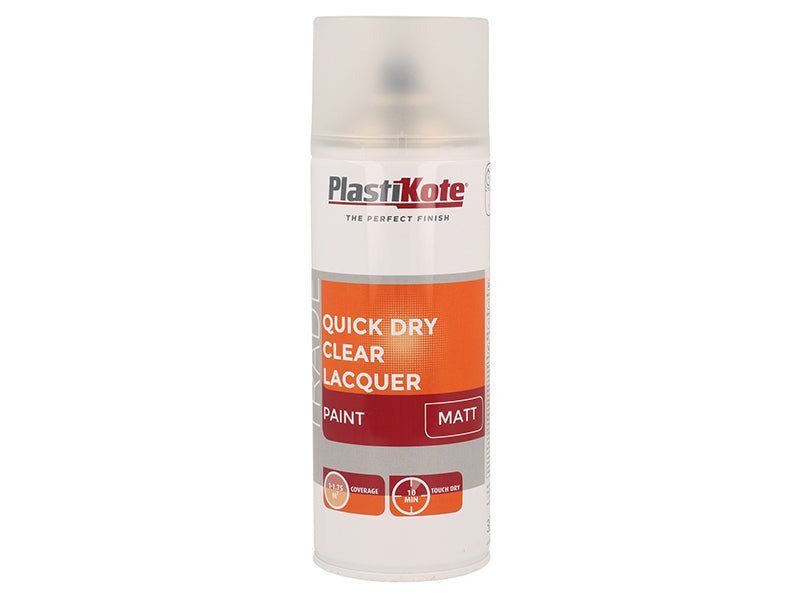 PlastiKote Trade Quick Dry Clear Lacquer Spray Matt 400ml PKT71003