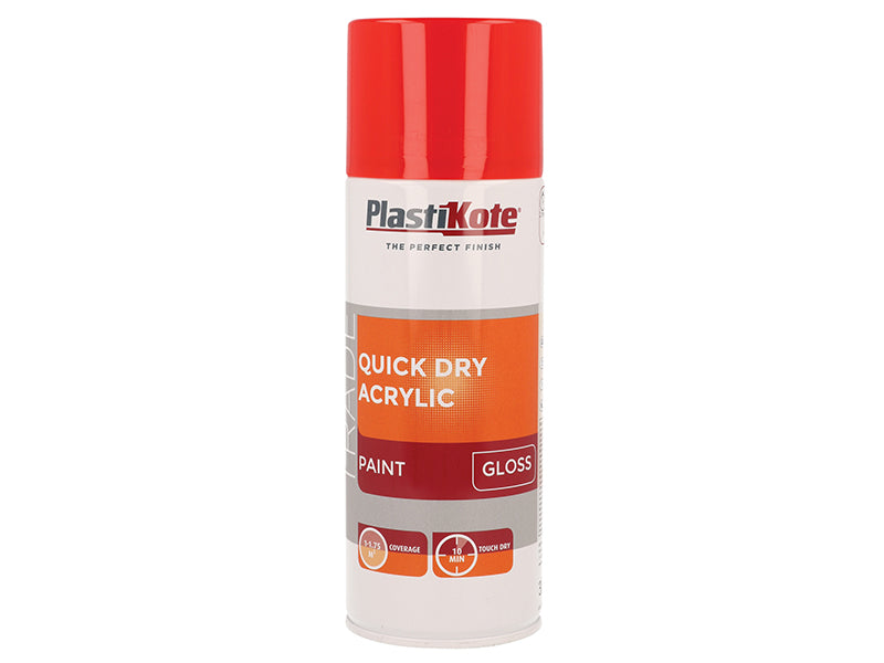 PlastiKote Trade Quick Dry Acrylic Spray Paint Gloss Red 400ml PKT71014