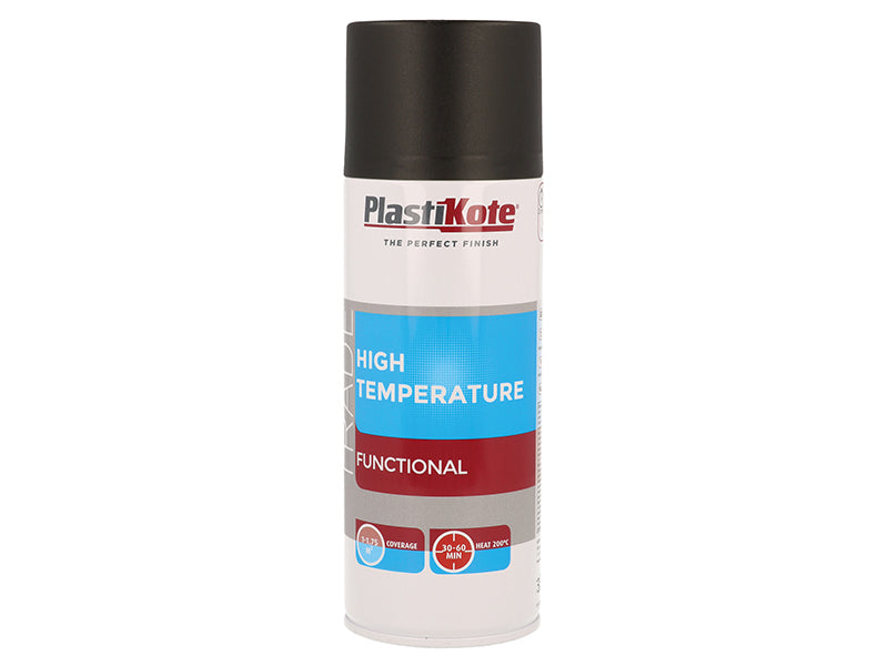 PlastiKote Trade High Temperature Spray Paint Black 400ml PKT71018