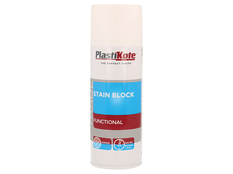 PlastiKote Trade Stain Block Spray Paint White 400ml PKT71019