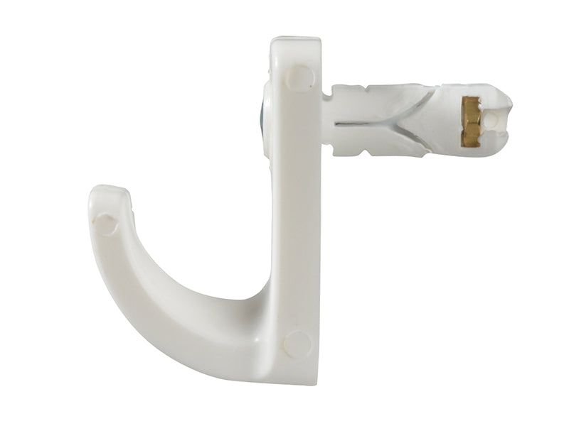Plasplugs White Single Hollow Door Hook Pack of 1 PLAHW124