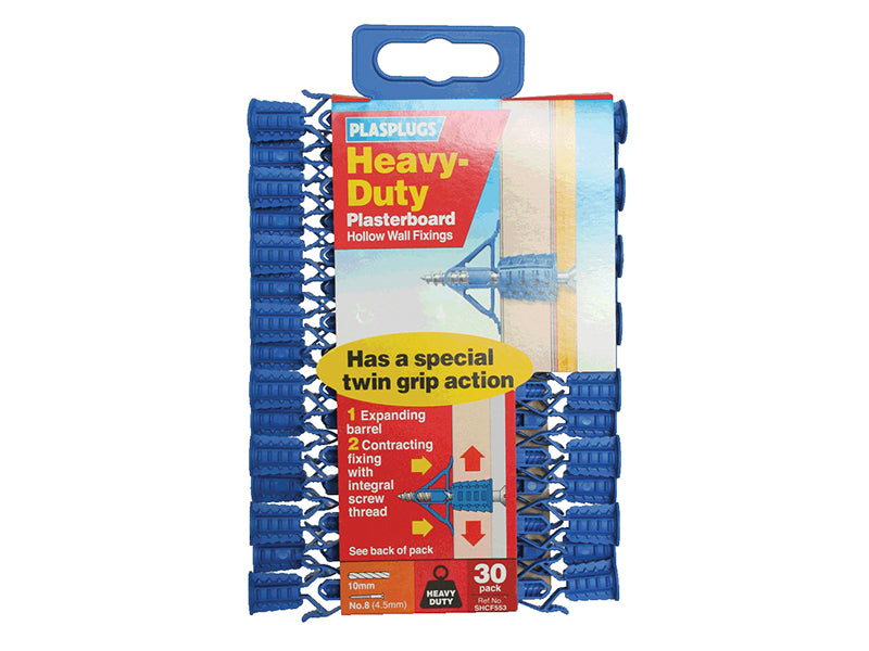 Plasplugs HCF 553 Heavy-Duty Plasterboard Fixings Pack of 30 PLASHCF553
