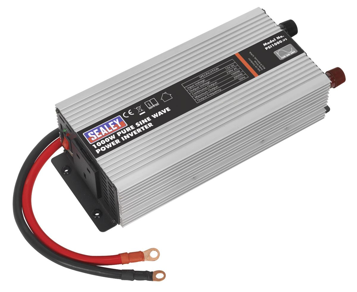 Sealey Power Inverter Pure Sine Wave 1000W 12V DC - 230V ~ 50Hz PSI1000