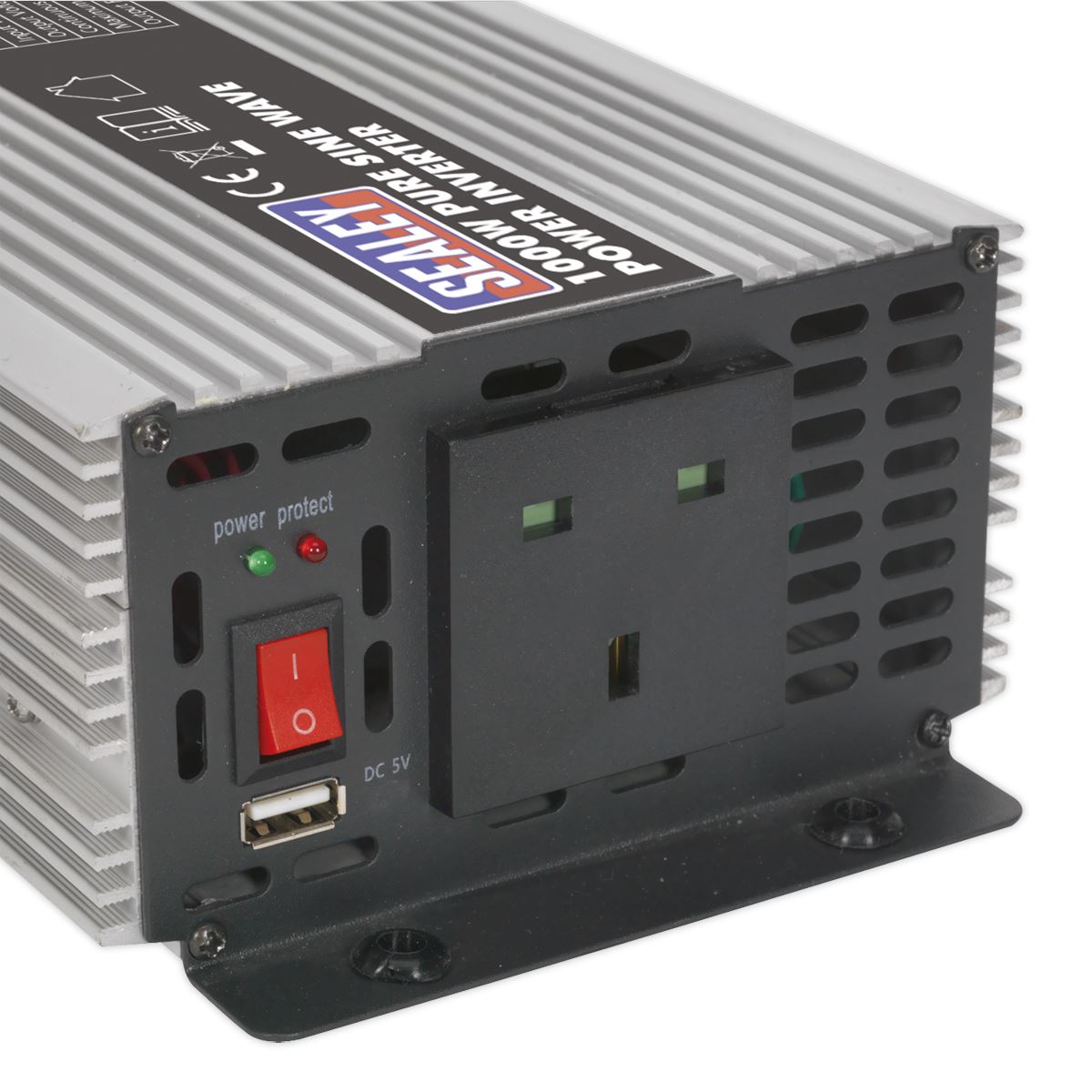 Sealey Power Inverter Pure Sine Wave 1000W 12V DC - 230V ~ 50Hz PSI1000