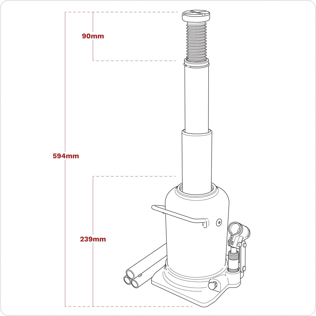 Sealey Viking Telescopic Bottle Jack 12 Tonne PTBJ12S