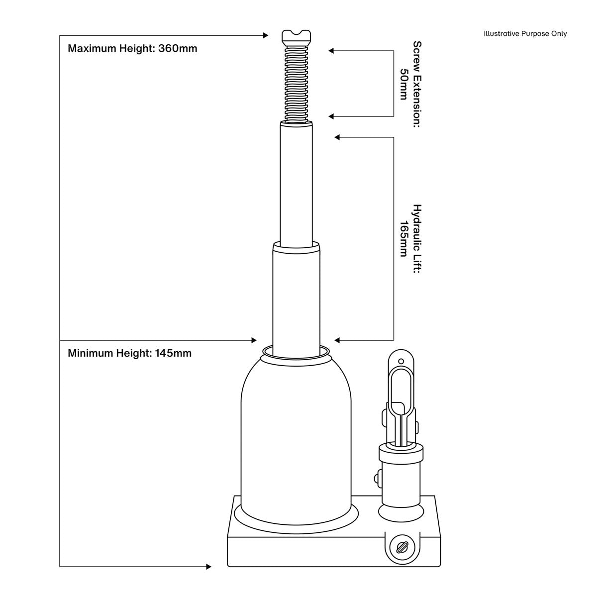 Sealey Premier Telescopic Bottle Jack 2 Tonne PTBJ2