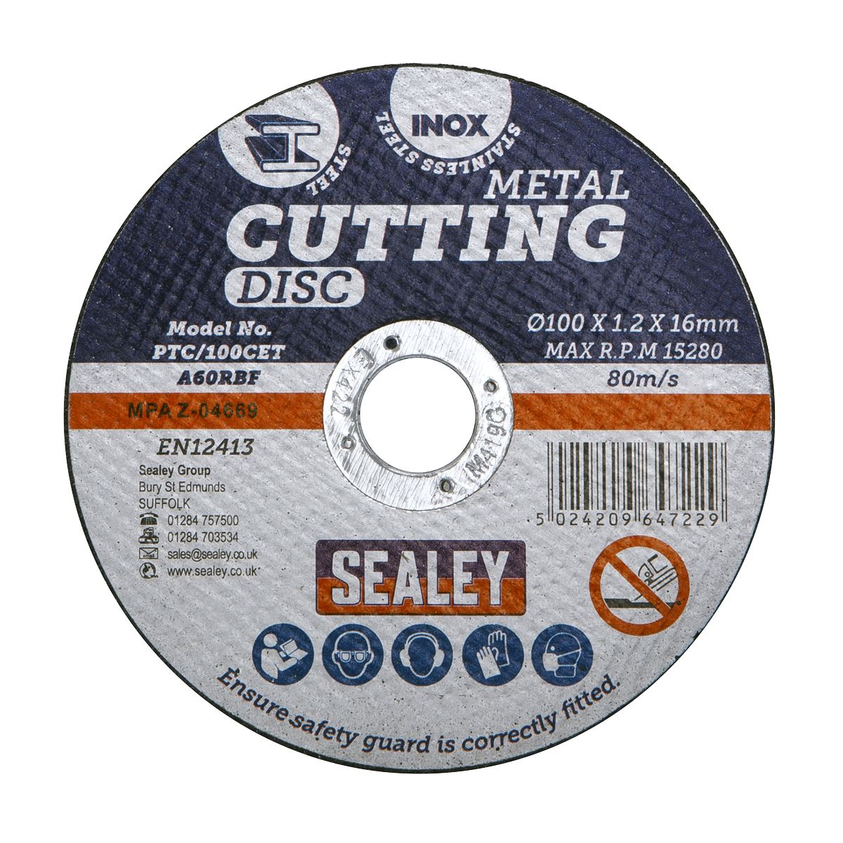 Sealey Cutting Disc �100 x 1.2mm �16mm Bore PTC/100CET