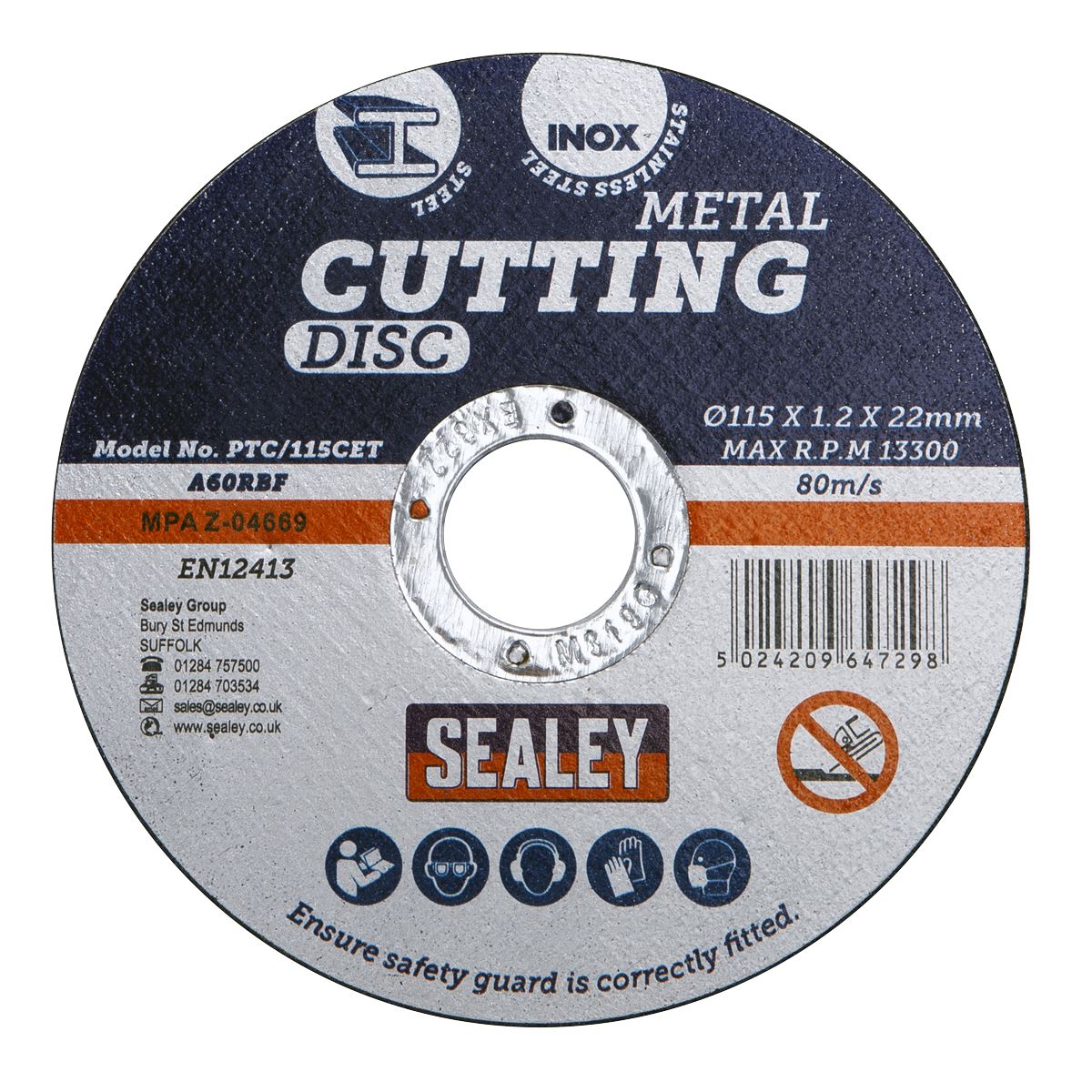 Sealey Cutting Disc �115 x 1.2mm �22mm Bore PTC/115CET