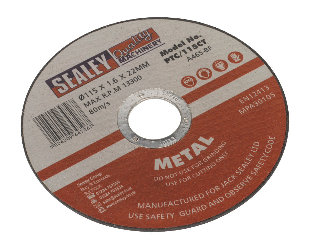 Sealey Cutting Disc �115 x 1.6mm �22mm Bore PTC/115CT